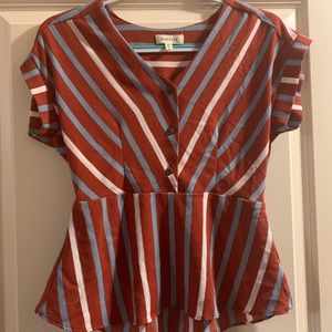 Maroon stripped button up top